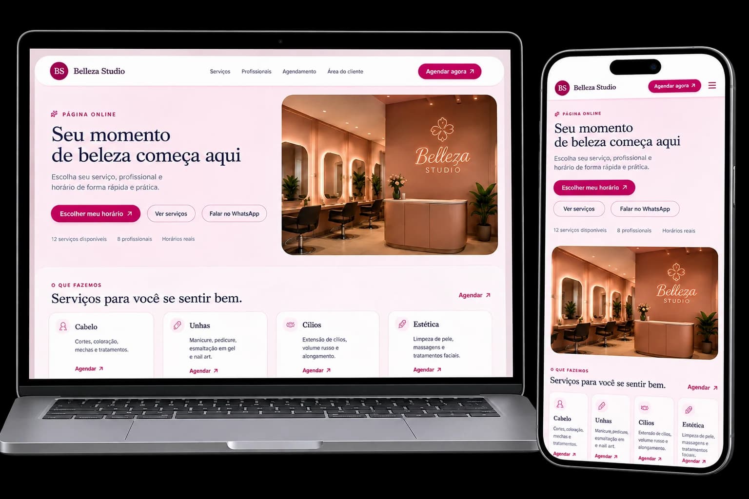 Página Online da Belly Gestão recebendo agendamentos pelo link