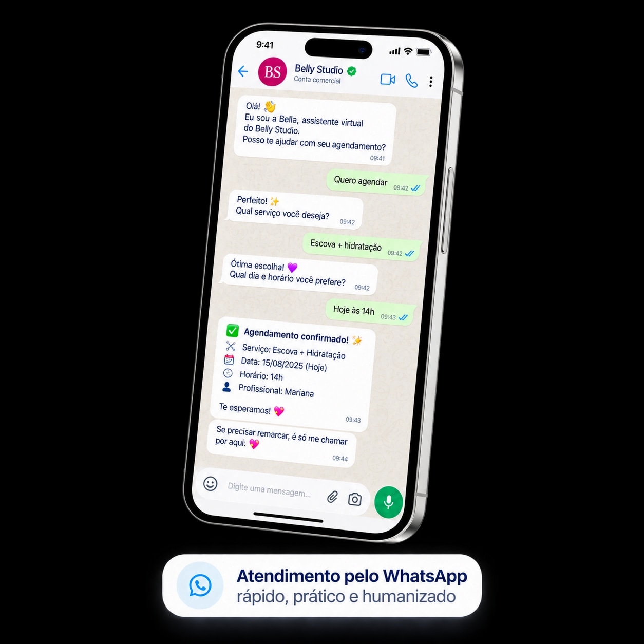Atendimento automatizado da Belly Gestão pelo WhatsApp